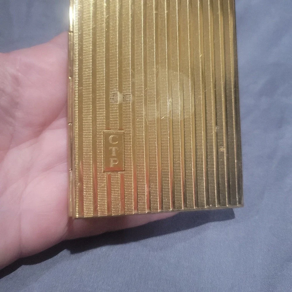 Vintage Art Deco Gold Tone Cigarette Case Holder Keeper CTP